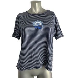 Classic Elements women T-shirt  Size XL (18) dark blue with white stripes